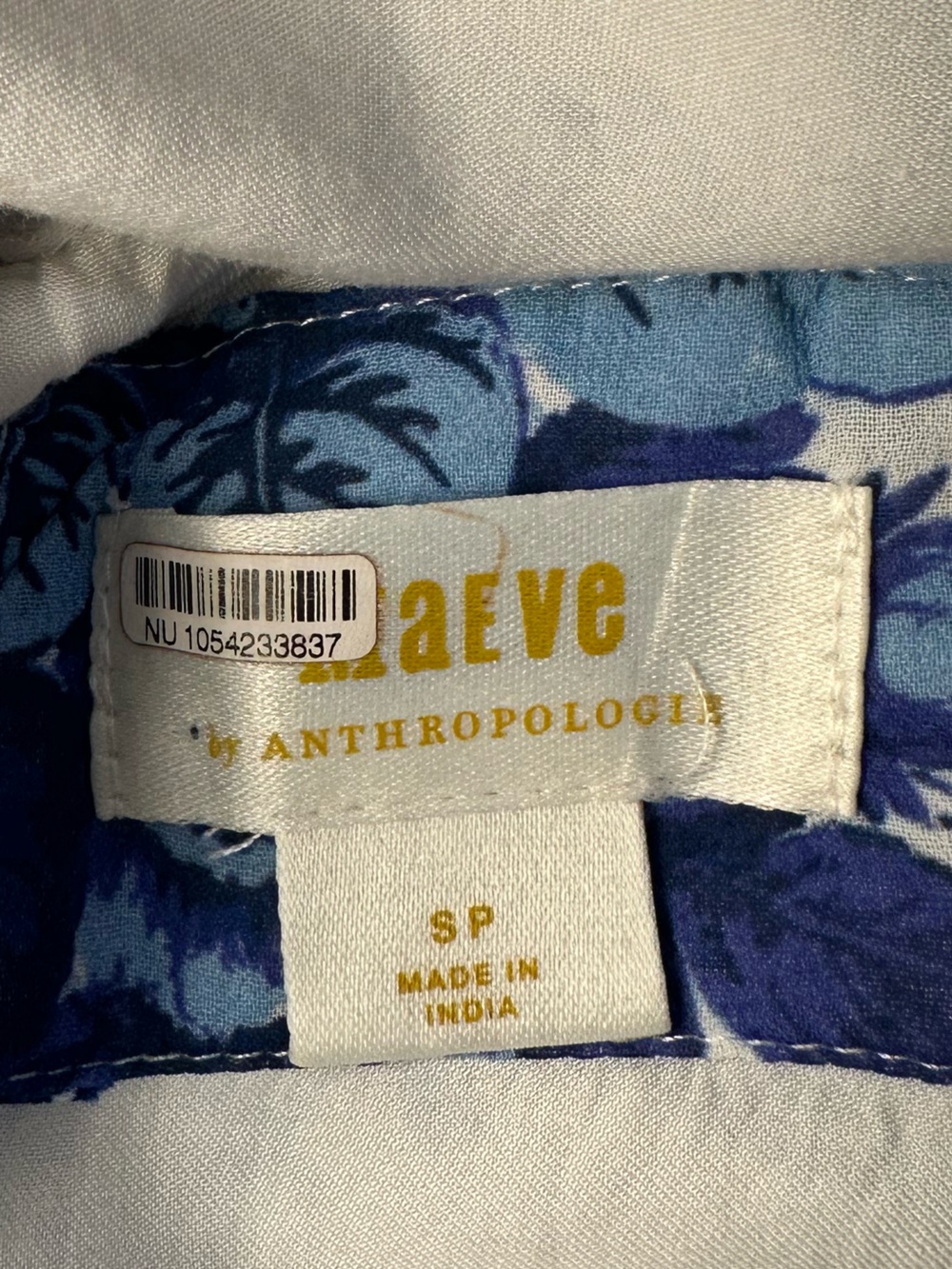 Maeve Anthropologie Blue Floral Sheer Tunic Blouse Open Back Tie Small - Picture 8 of 16